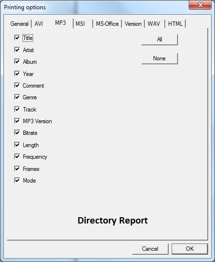 print mp3 properties