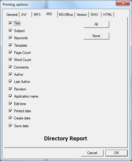 print msi properties