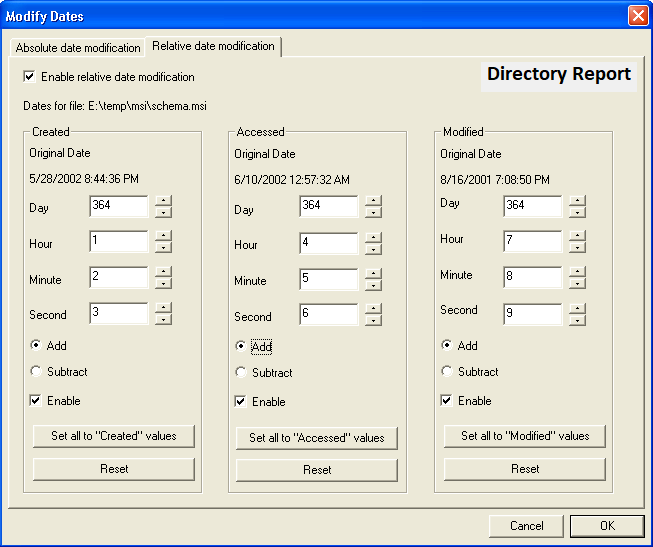 Change created date offset