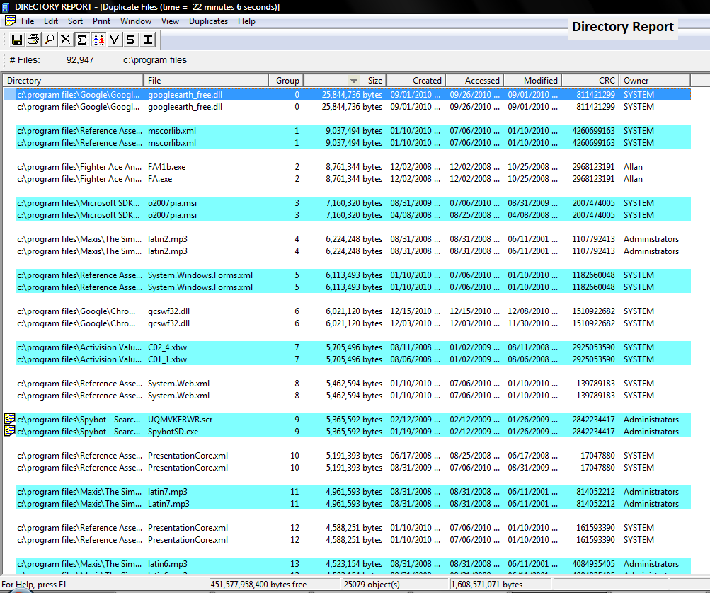 duplicate files