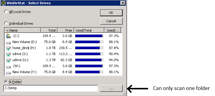 Windirstat can only scan one folder